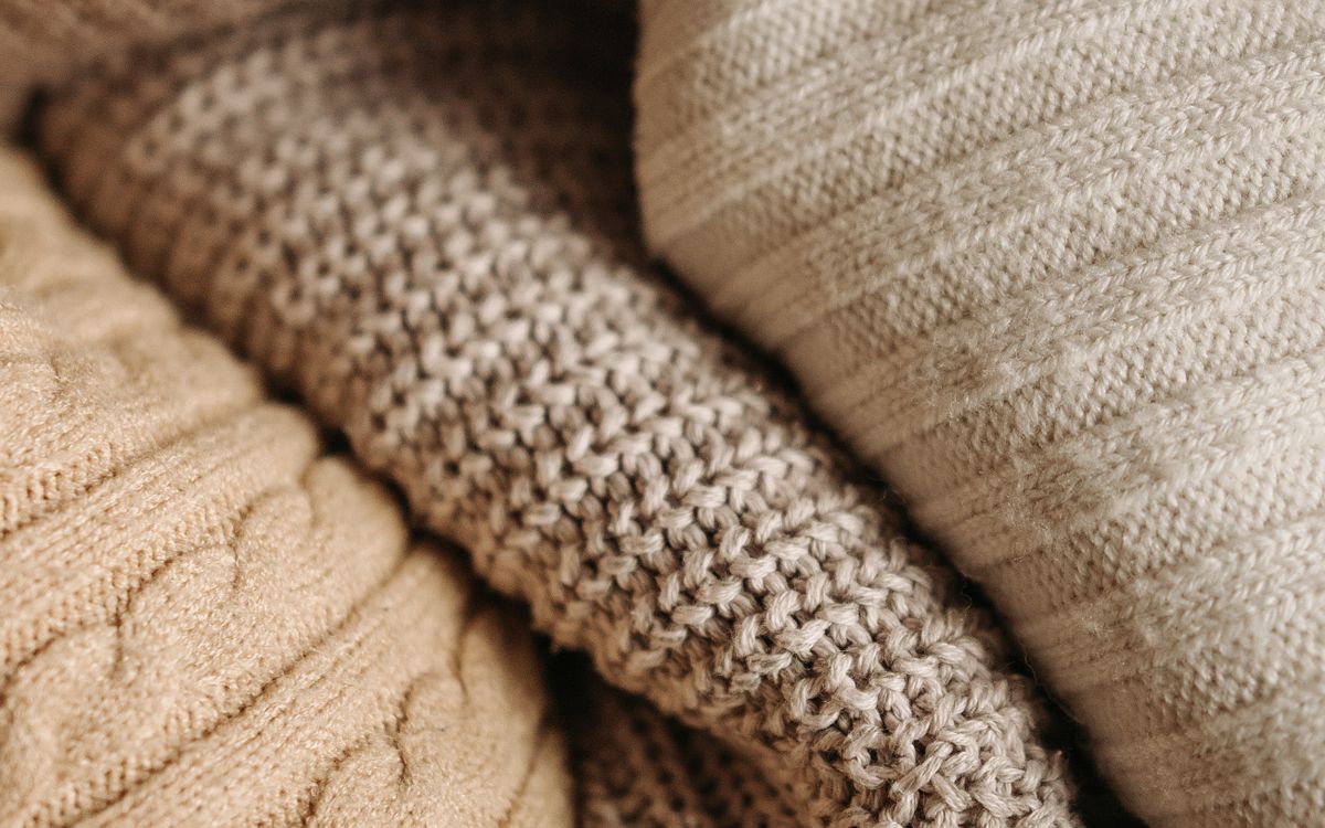 Folded beige textiles